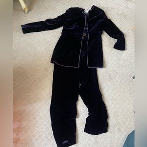 2-Piece Purple Blue Velvet Worth Suit, Size 8 (Jacket) and Size 10 (Pants)